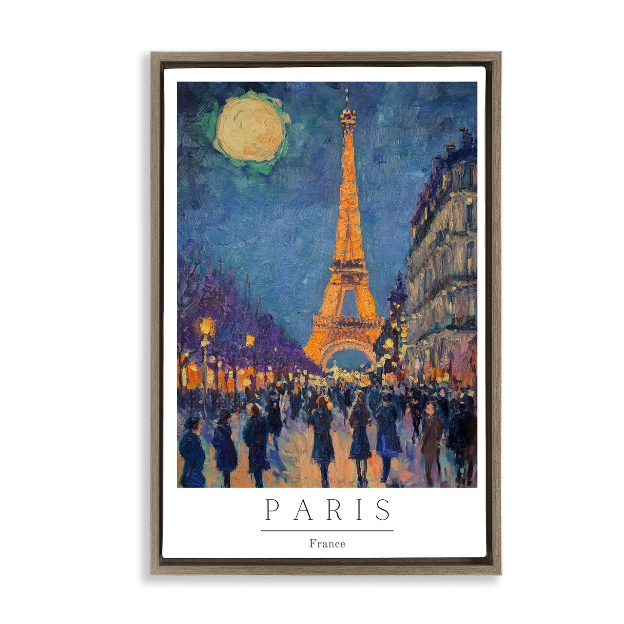 Stupell Industries Vintage Paris Streets Night Floating Frame, design by Petal Prints Design